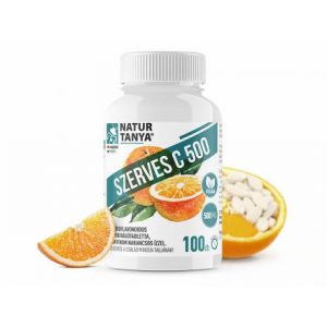 SZERVES C 500 – Kétféle C-vitamin citrus bioflavonoidokkal gyomorkímélő rágótablettában, finom narancs ízzel 100 db