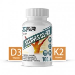 Natur Tanya® Szerves D3 és K2-vitamin. Természetes, fermentált K2-vitamin (menakinon-7) és maximális 4000 NE bioaktív D3-vitamin, antioxidáns E-vitaminnal