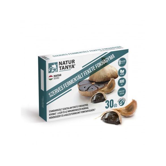 Natur Tanya® Fermentált Fekete Fokhagyma 800 mg - szagtalan, standardizált S-allil-cisztein - szív, erek, koleszterin, mikrobiom, immunrendszer