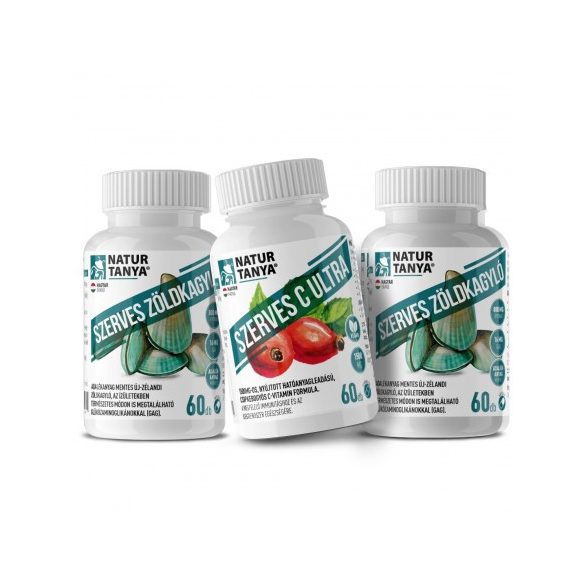 Porckopás és Csontritkulás elleni csomag - adalékanyag-mentes, liofilizált új-zélandi taréjos zöldkagyló és 1500 mg csipkebogyós C-vitamin Natur Tanya®