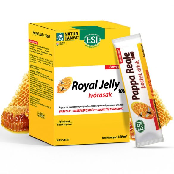 Natur Tanya® ESI® Royal Jelly - 1000 mg friss MÉHPEMPŐ folyékony ivótasakban + gesztenye méz, fekete áfonyabogyó, virágpor, acerola