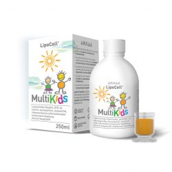   LipoCell MultiKids folyékony étrend-kiegészítő (50 adag) őszibarack ízben (250 ml)