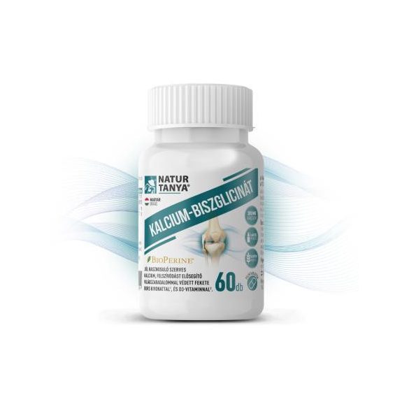 Natur Tanya® KALCIUM-BISZGLICINÁT - világszabadalommal védett BioPerine® és D3-vitamin 60 db. -300mg. Ca/db.